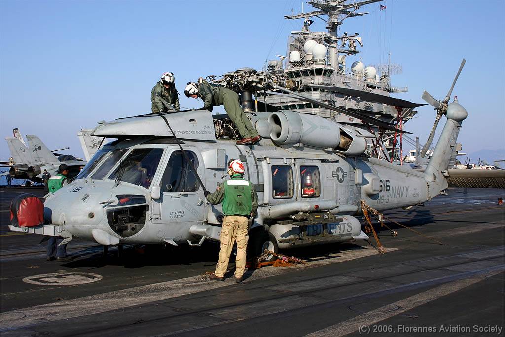 11 CVN71060221 HH-60H 163799 AJ-616 DK 01 HH-60H 163799/AJ-616 of HS-3 - USS Theodore Roosevelt, 21 February 2006 (C) Didier Kories